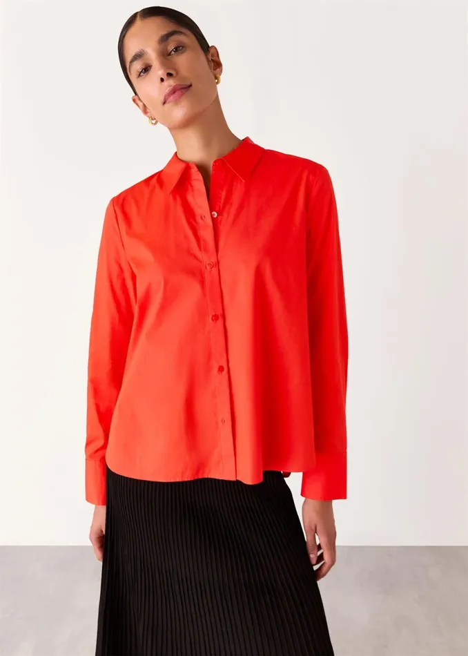 Women Shirts and Blouses Whistles Red Boxy Cotton Shirt