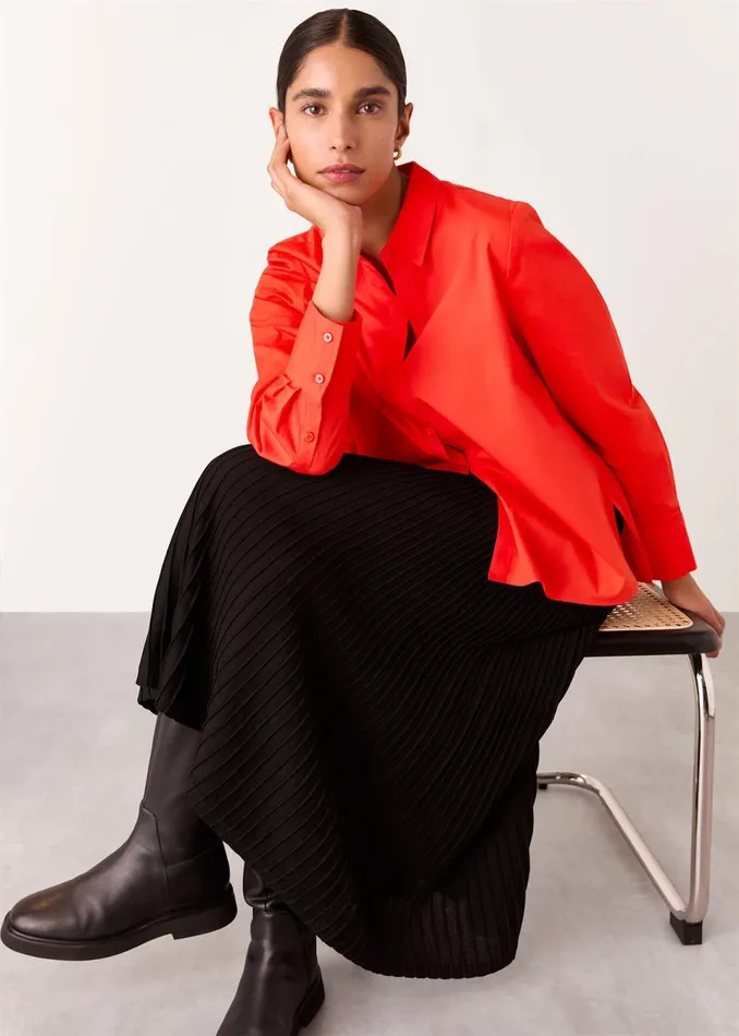 Women Shirts and Blouses Whistles Red Boxy Cotton Shirt