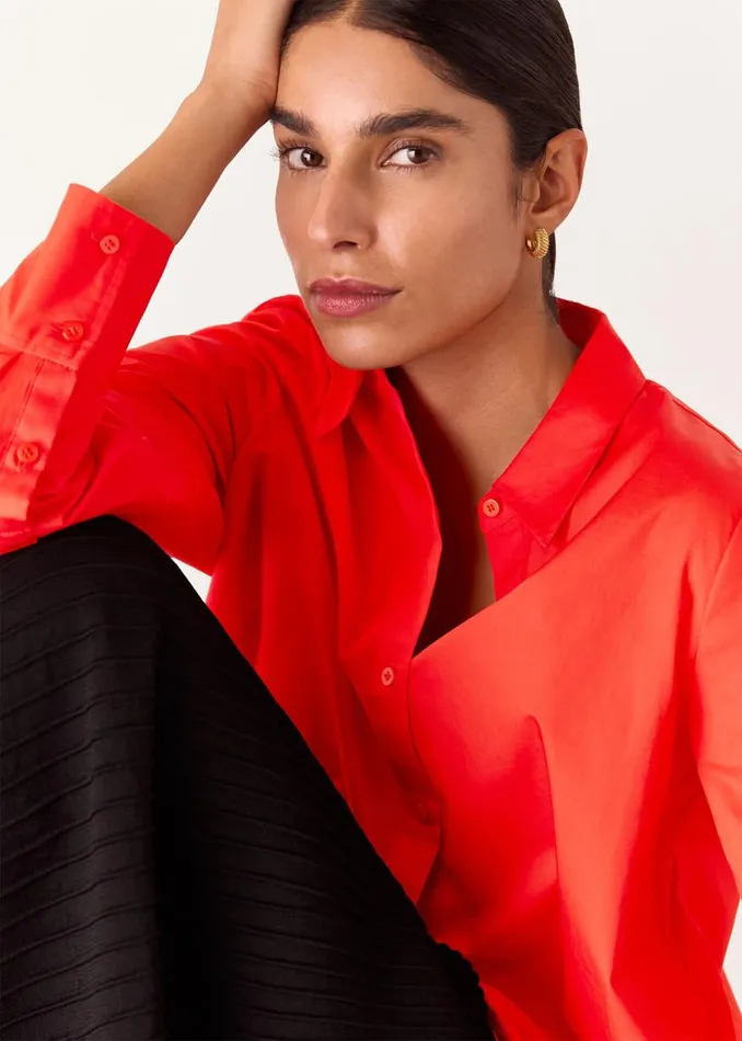 Women Shirts and Blouses Whistles Red Boxy Cotton Shirt