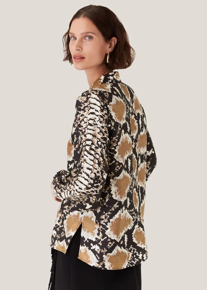 Women Shirts and Blouses Whistles Silk Snake Oversized Shirt