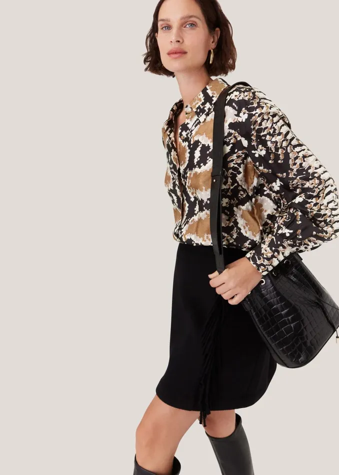 Women Shirts and Blouses Whistles Silk Snake Oversized Shirt