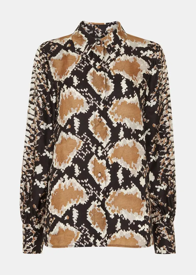 Women Shirts and Blouses Whistles Silk Snake Oversized Shirt