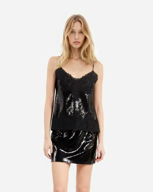 Women Shirts and Tops The Kooples Black Sequin Camisole Black