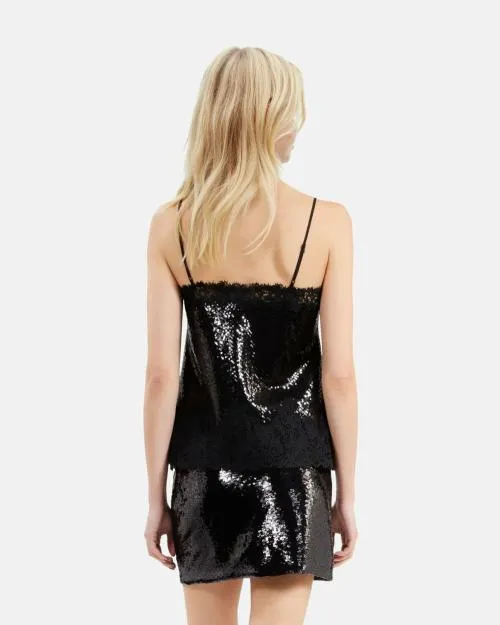 Women Shirts and Tops The Kooples Black Sequin Camisole Black