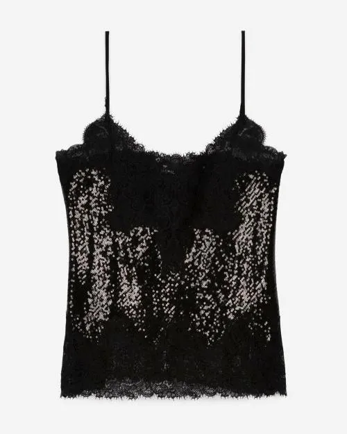 Women Shirts and Tops The Kooples Black Sequin Camisole Black