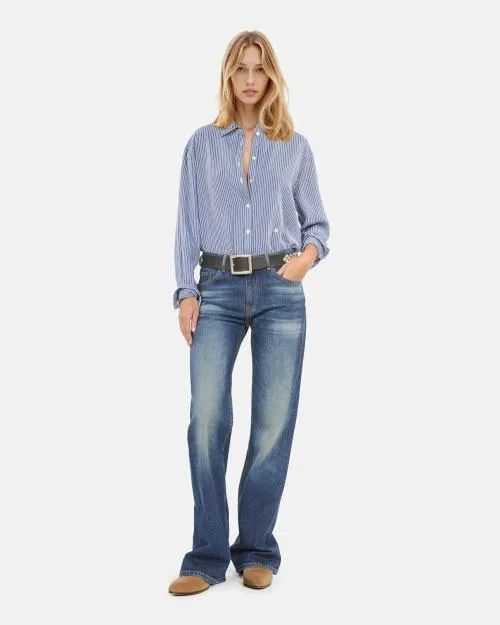 Women Shirts and Tops The Kooples Blue And White Striped Long Sleeve Shirt Blue White