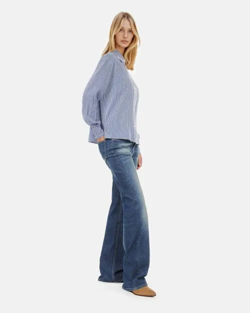 Women Shirts and Tops The Kooples Blue And White Striped Long Sleeve Shirt Blue White