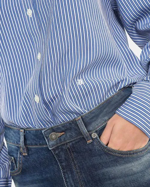 Women Shirts and Tops The Kooples Blue And White Striped Long Sleeve Shirt Blue White