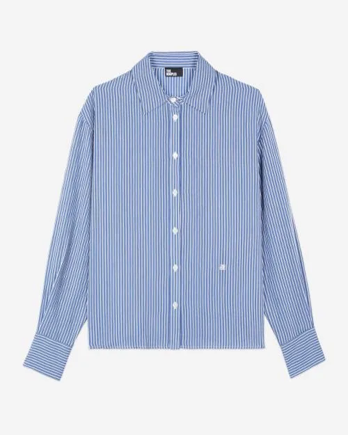 Women Shirts and Tops The Kooples Blue And White Striped Long Sleeve Shirt Blue White