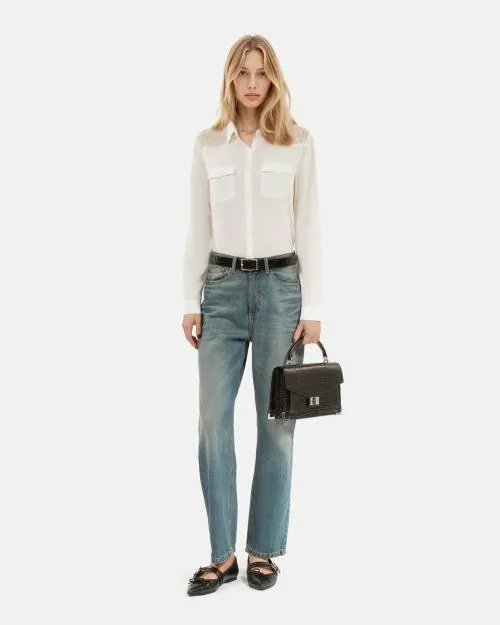 Women Shirts and Tops The Kooples Ecru Silk Shirt Ecru