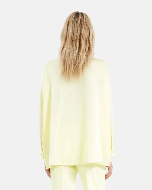 Women Shirts and Tops The Kooples Loose Fit Yellow Silk Shirt Light Yellow