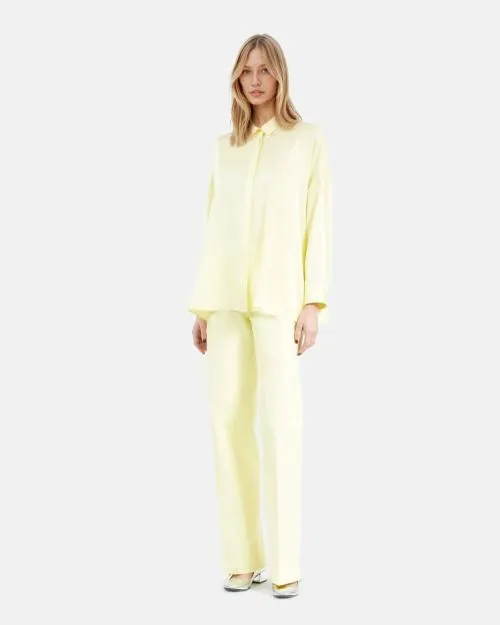 Women Shirts and Tops The Kooples Loose Fit Yellow Silk Shirt Light Yellow