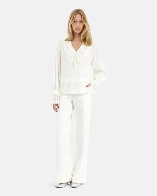 Women Shirts and Tops The Kooples Top With Ecru Guipure Ecru