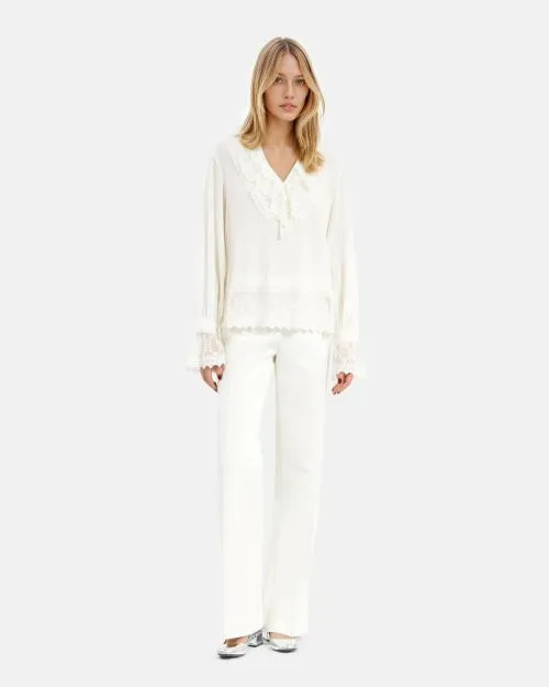 Women Shirts and Tops The Kooples Top With Ecru Guipure Ecru