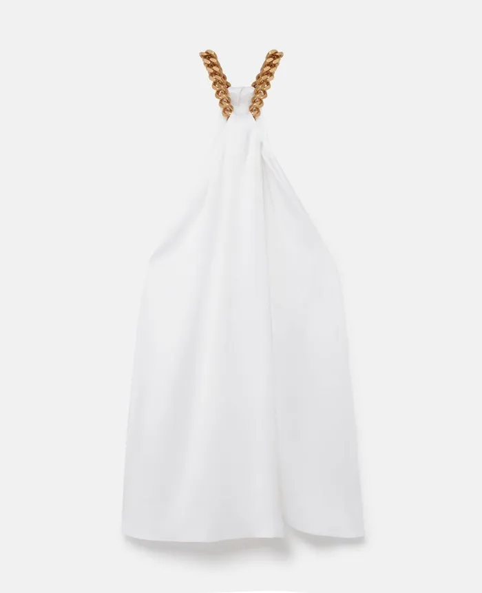 Women Shirts And Tops Stella McCartney Chain Halterneck Satin Top Pure White