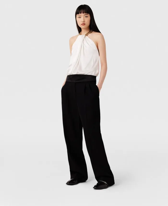 Women Shirts And Tops Stella McCartney Chain Halterneck Satin Top Pure White