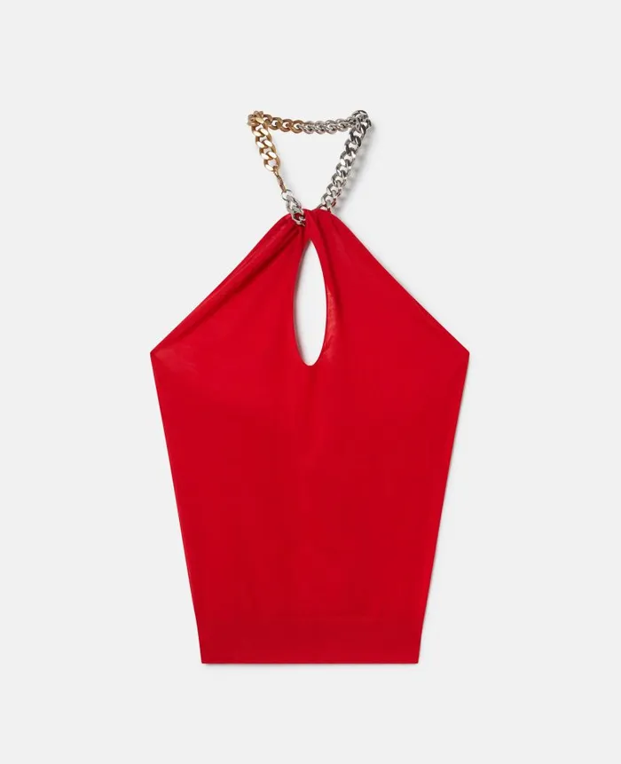 Women Shirts And Tops Stella McCartney Frayme ChainEmbellished Halterneck Top Lipstick Red Women Shirts And Tops Stella McCartney Frayme ChainEmbellished Halterneck Top Lipstick Red