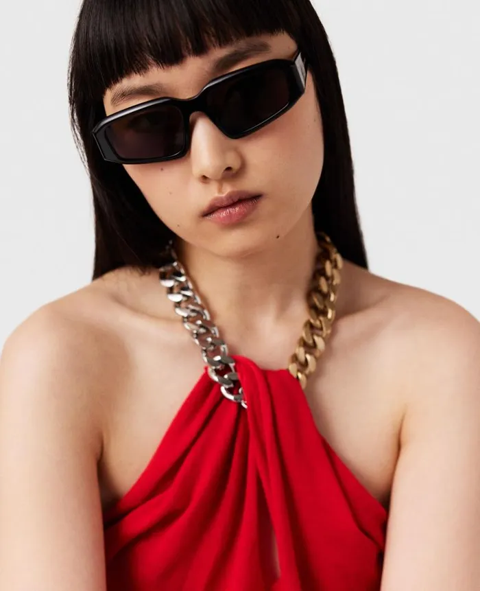 Women Shirts And Tops Stella McCartney Frayme ChainEmbellished Halterneck Top Lipstick Red