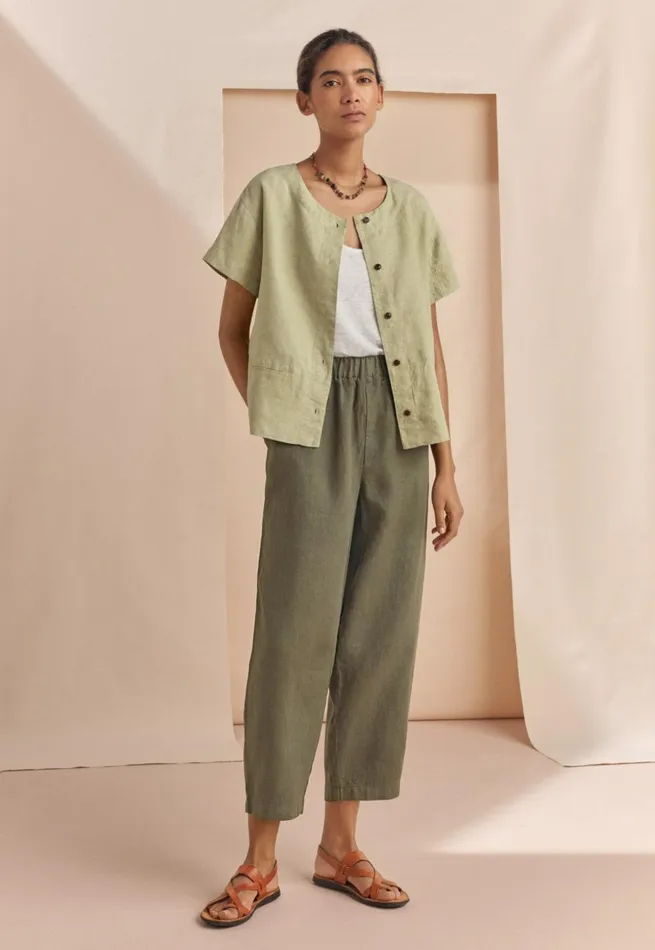 Women Shortsleeve Blouse Pale Sage Poetry Fashion Shirts and Tunics