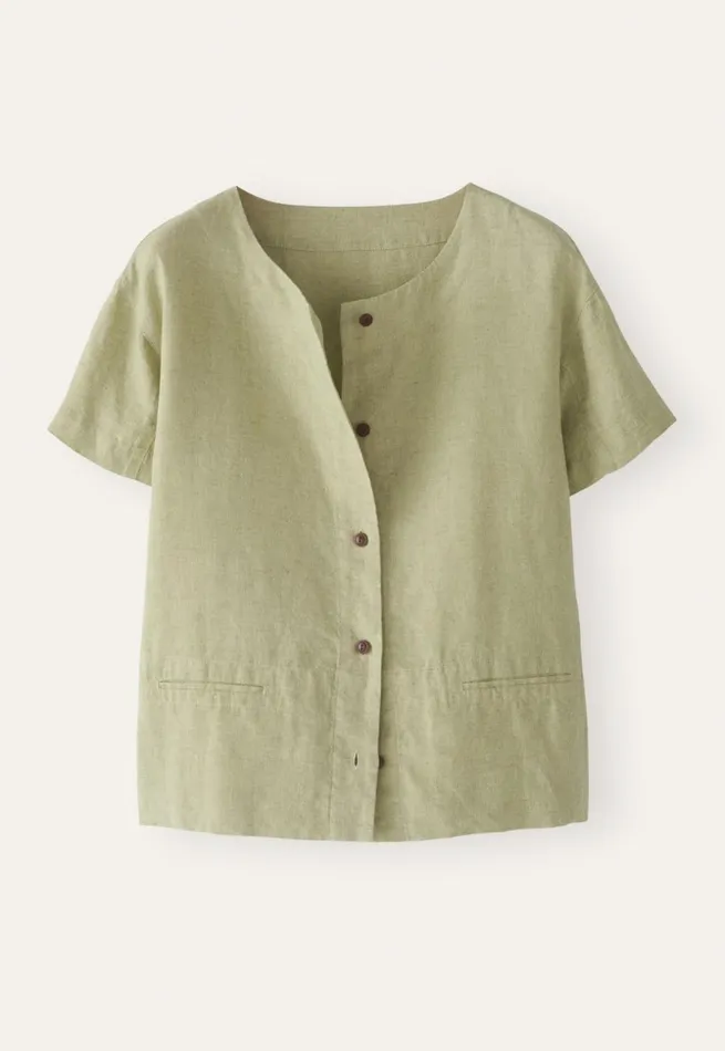 Women Shortsleeve Blouse Pale Sage Poetry Fashion Shirts and Tunics