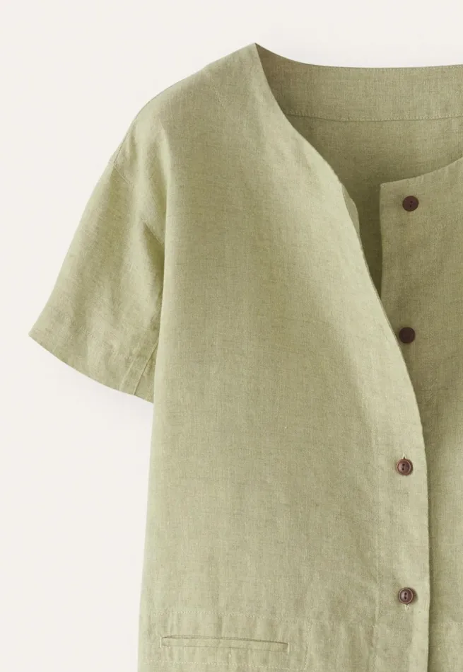 Women Shortsleeve Blouse Pale Sage Poetry Fashion Shirts and Tunics