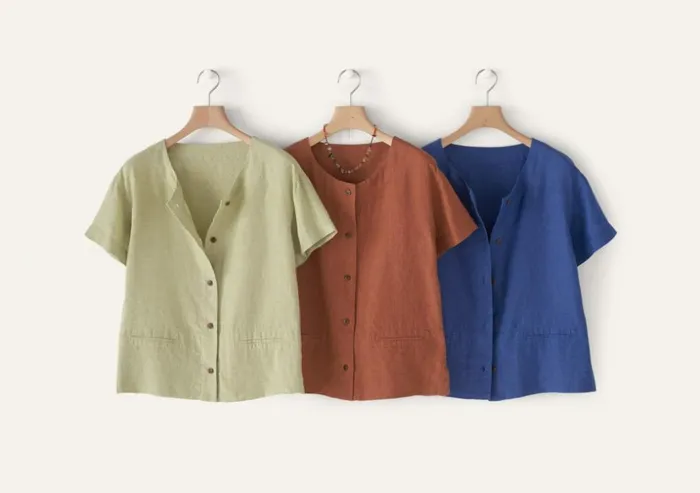 Women Shortsleeve Blouse Pale Sage Poetry Fashion Shirts and Tunics