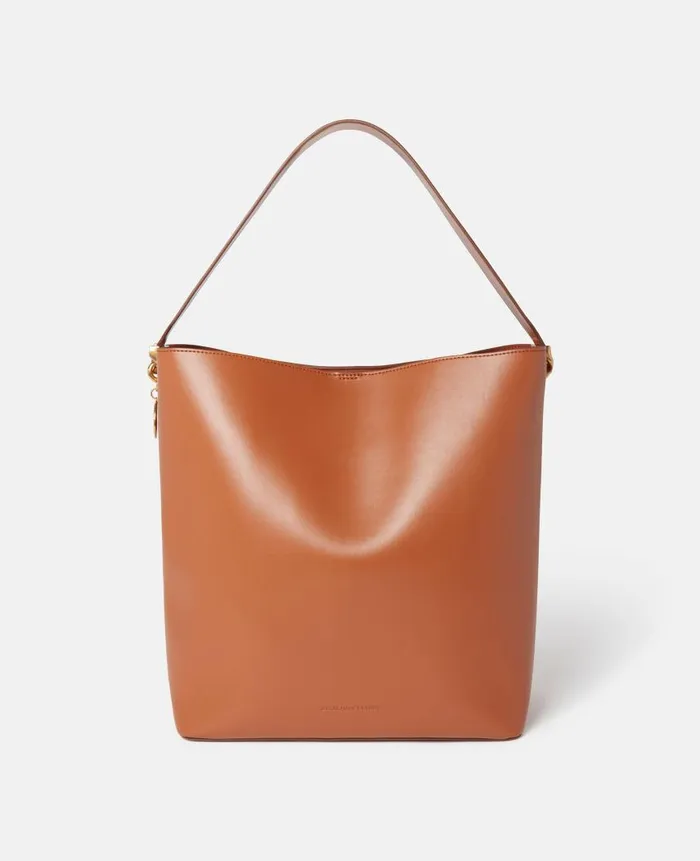 Women Shoulder Bags Stella McCartney Frayme Whipstitch Tote Bag Tan Brown