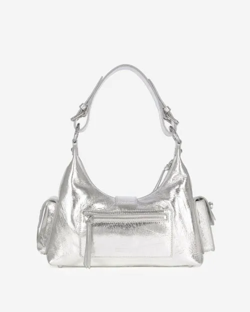 Women Shoulder Bags The Kooples Amelia Silver Leather Bag Silver