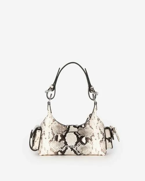 Women Shoulder Bags The Kooples Amelia Small Bag In PythonEffect Leather Black White