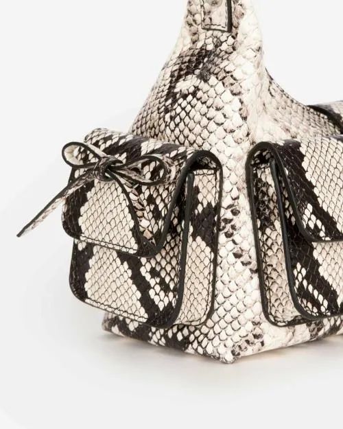 Women Shoulder Bags The Kooples Amelia Small Bag In PythonEffect Leather Black White