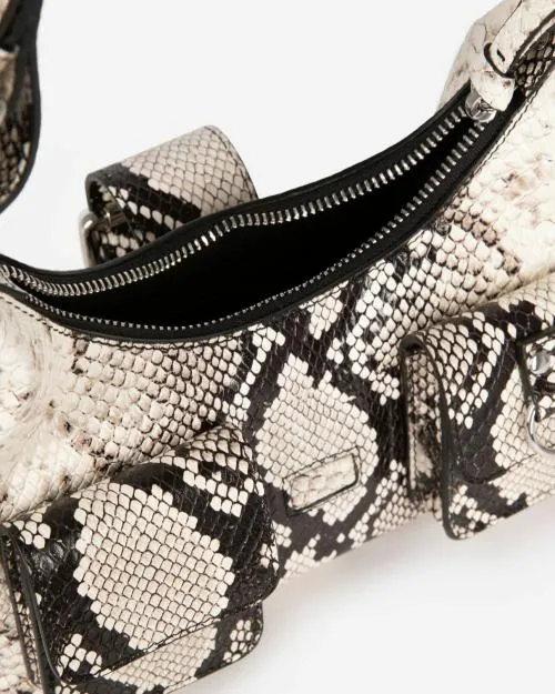 Women Shoulder Bags The Kooples Amelia Small Bag In PythonEffect Leather Black White