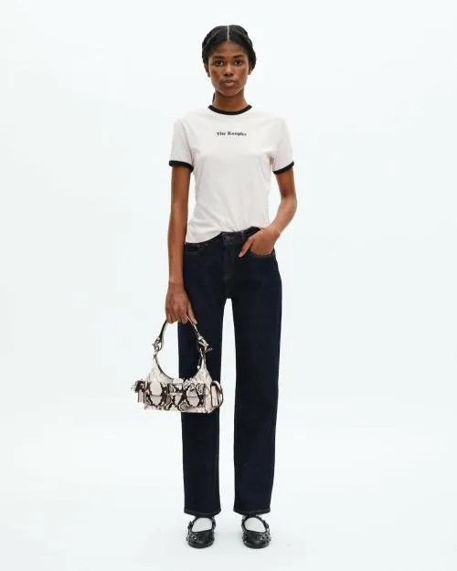 Women Shoulder Bags The Kooples Amelia Small Bag In PythonEffect Leather Black White