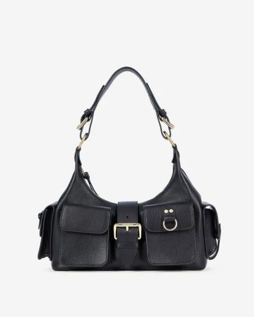 Women Shoulder Bags The Kooples Black Grained Leather Amelia Bag Black