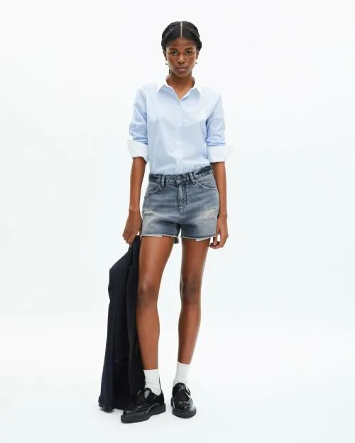 Women Skirts and Shorts The Kooples Blue Denim Shorts Baby Blue