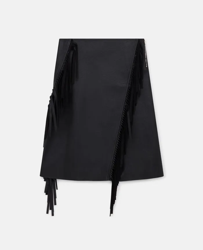 Women Skirts Stella McCartney Fringe Alter Mat Midi Skirt Midnight Black