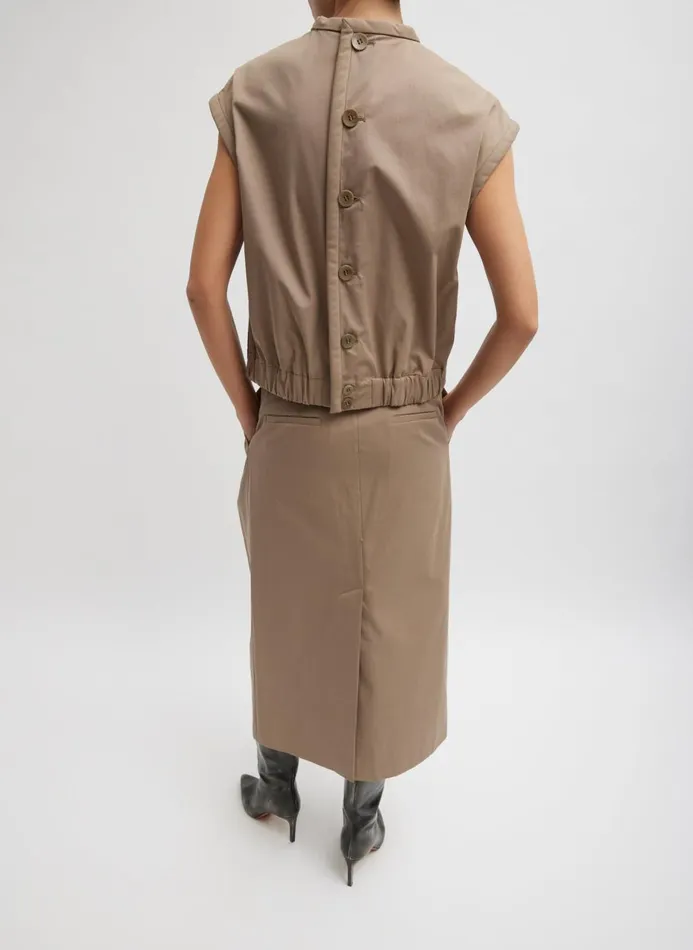 Women Skirts Tibi Bio Twill Triple Pleat Skirt Vintage Khaki