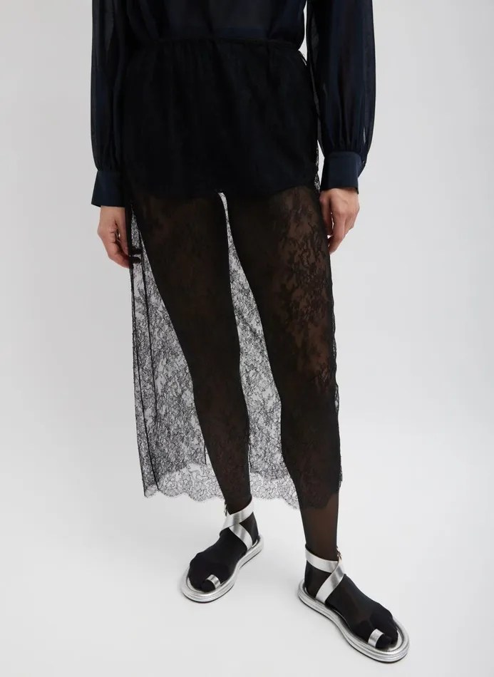 Women Skirts Tibi Chantilly Lace Slip Skirt Black