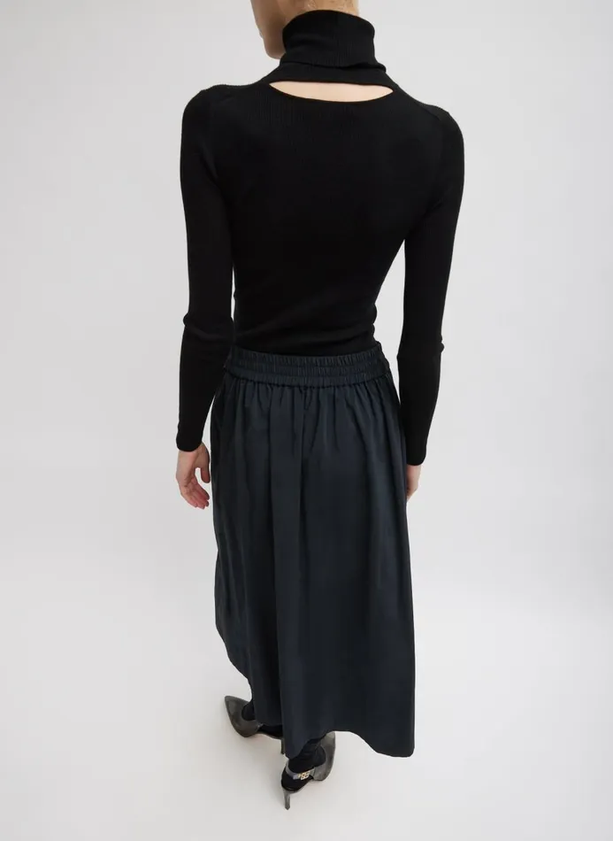 Women Skirts Tibi Nylon Pull On Full Skirt Black