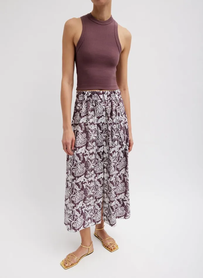 Women Skirts Tibi Recycled Nylon Batik Full Skirt Cinnamon Multi