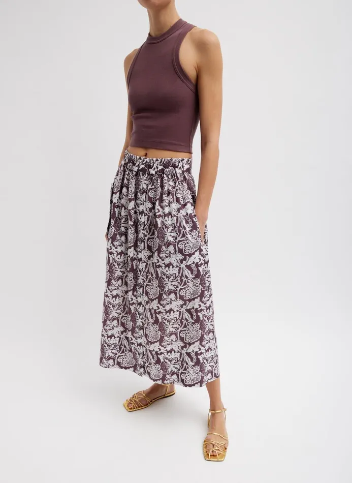 Women Skirts Tibi Recycled Nylon Batik Full Skirt Cinnamon Multi