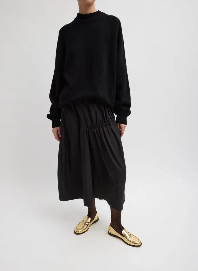 Women Skirts Tibi Shirred Nylon Paneled Skirt Black