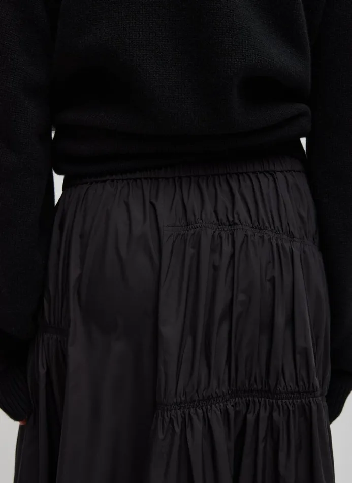 Women Skirts Tibi Shirred Nylon Paneled Skirt Black