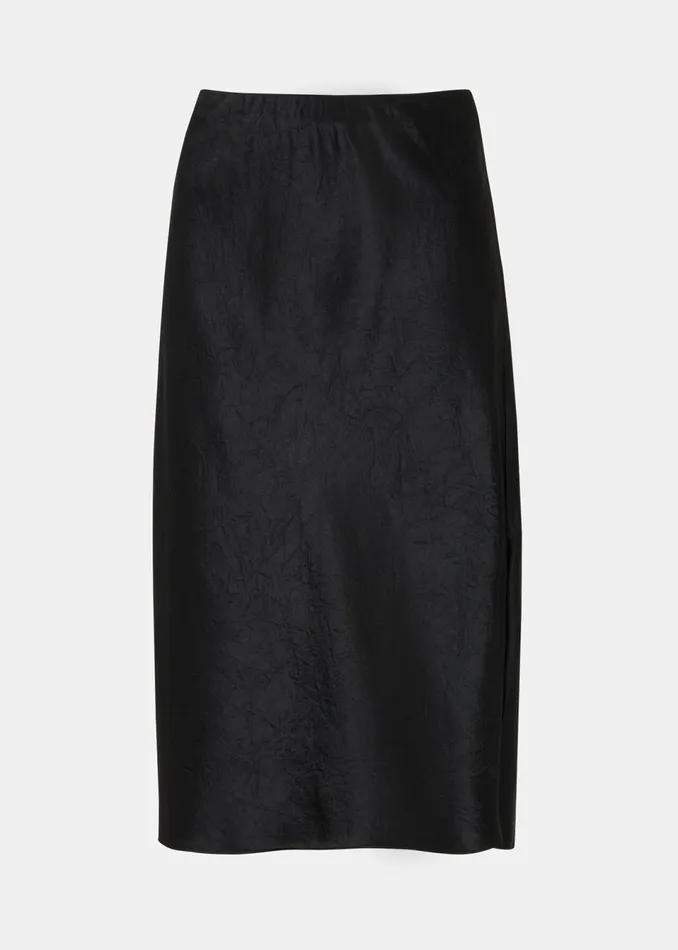 Women Skirts Whistles Black Satin Knee Length Skirt