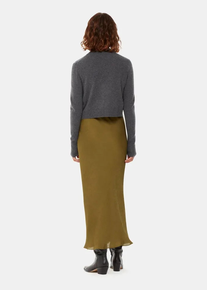 Women Skirts Whistles Khaki Satin Bias Cut Skirt