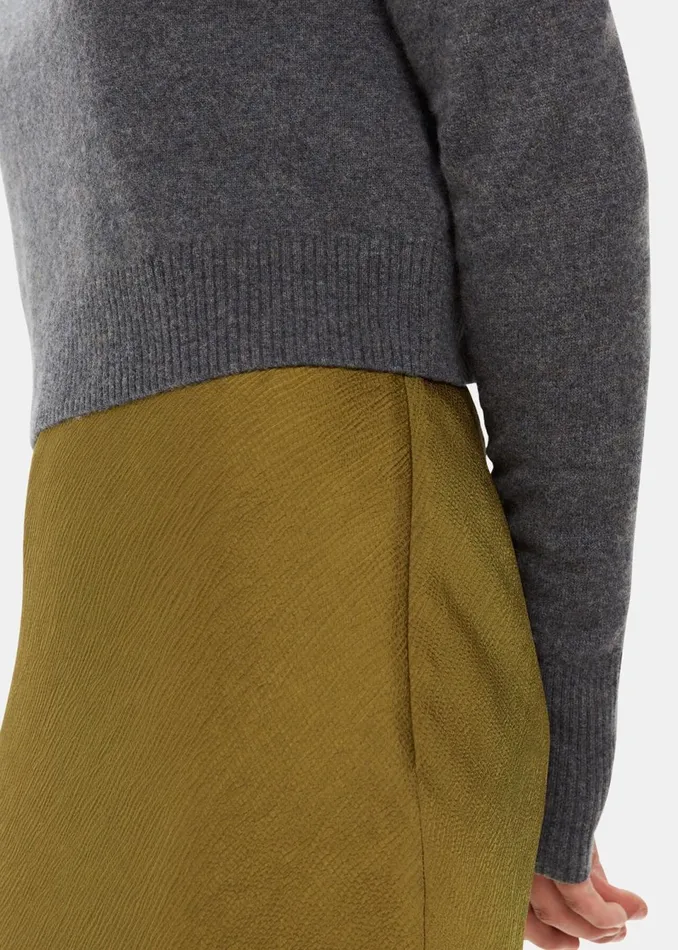Women Skirts Whistles Khaki Satin Bias Cut Skirt