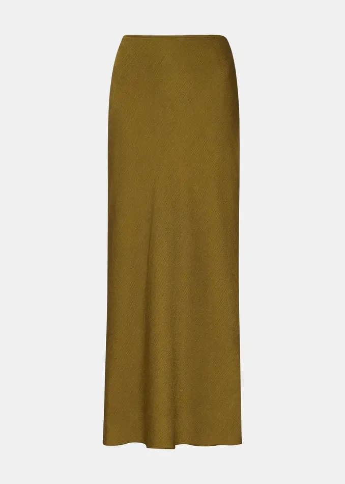 Women Skirts Whistles Khaki Satin Bias Cut Skirt
