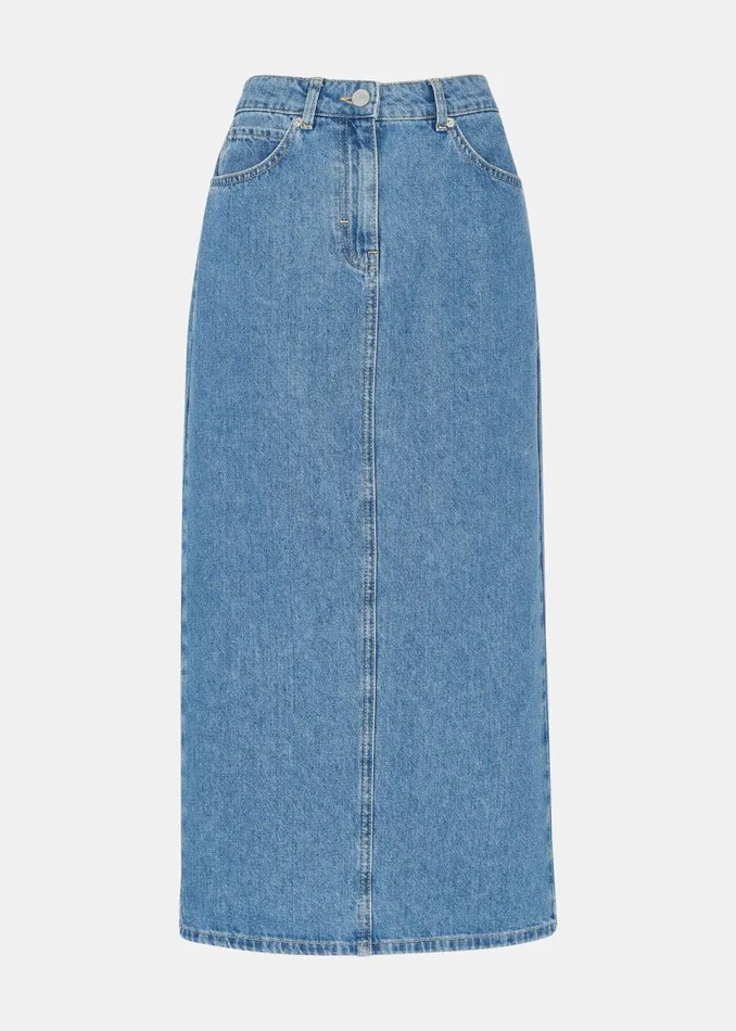 Women Skirts Whistles Straight Denim Midi Skirt