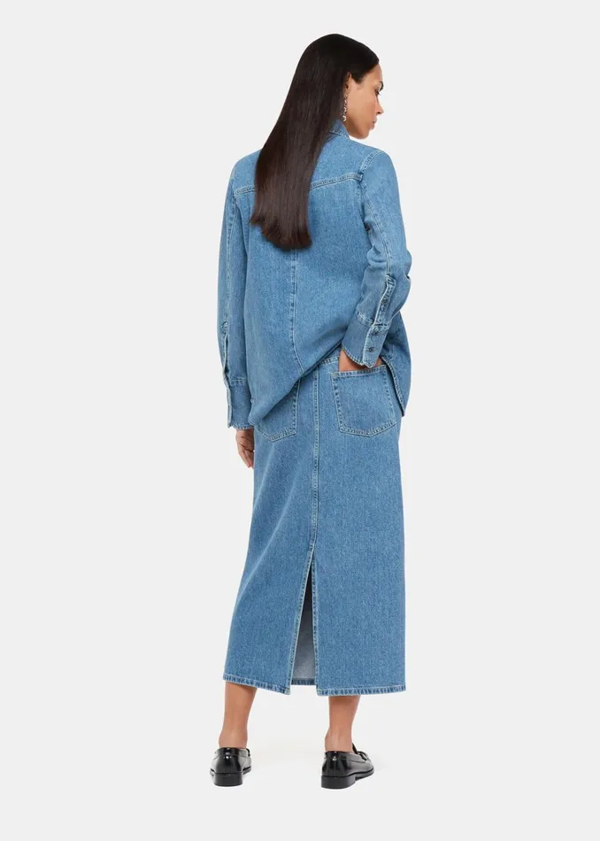 Women Skirts Whistles Straight Denim Midi Skirt