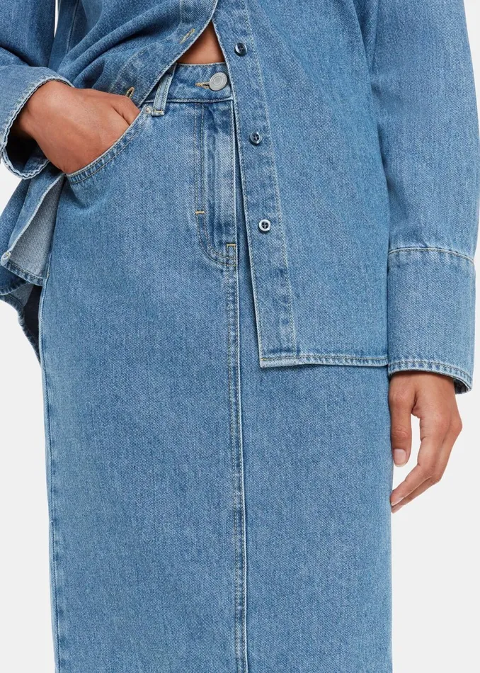 Women Skirts Whistles Straight Denim Midi Skirt