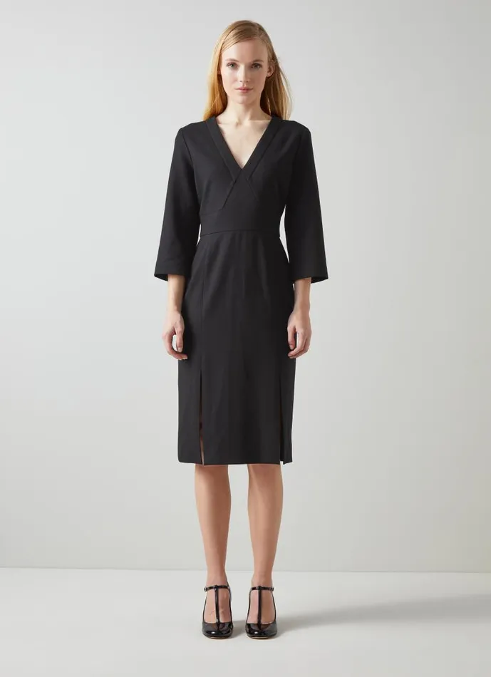 Women Sky Black Crepe Dress With LENZING ECOVERO Viscose Black LKBennett Dresses